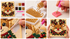 Six-step tutorial showing how to make the Christmas Reindeer pearl painting