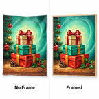 Christmas gift boxes diamond painting No Frame and Framed comparison