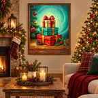 Christmas gift boxes diamond painting home scene