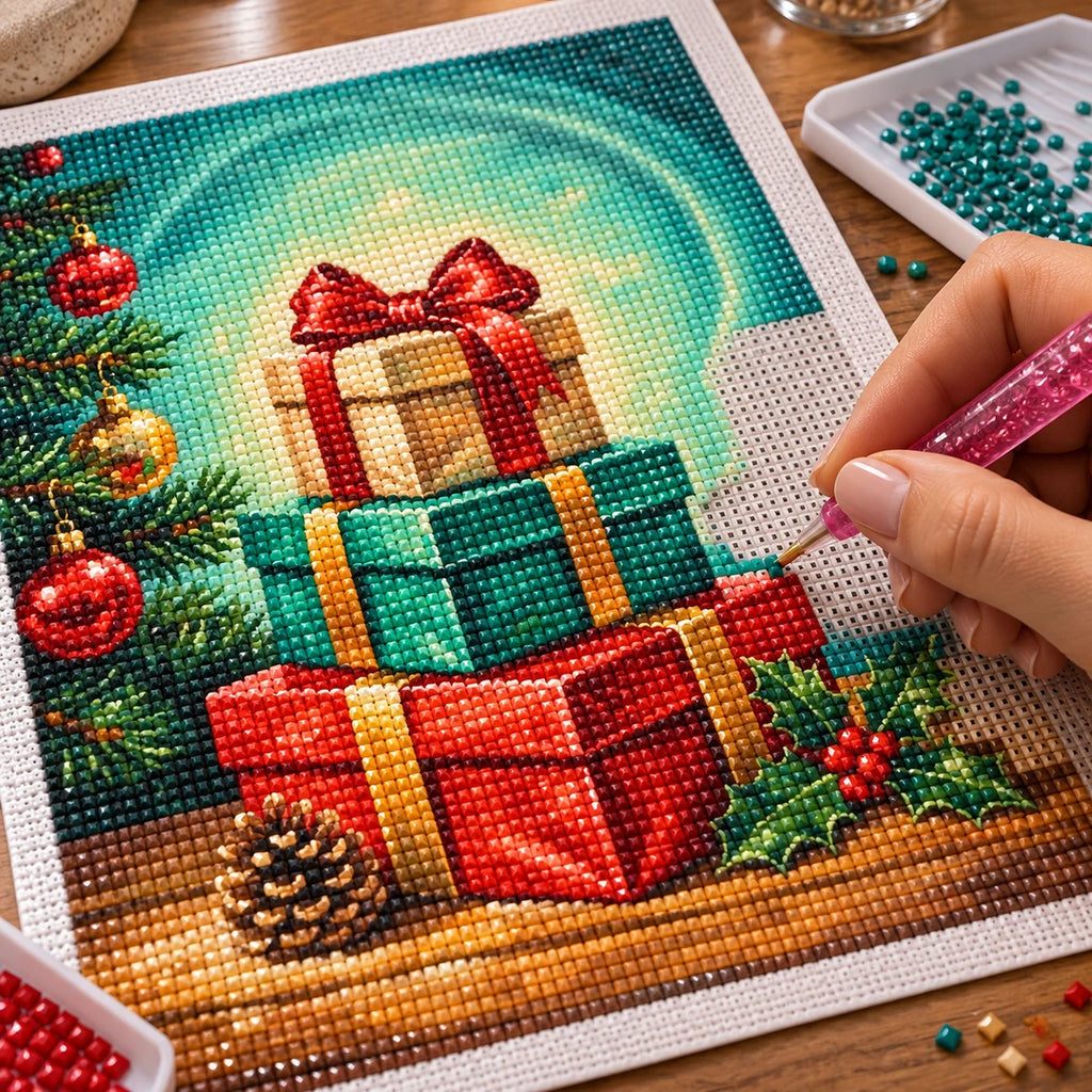 Christmas gift boxes diamond painting process