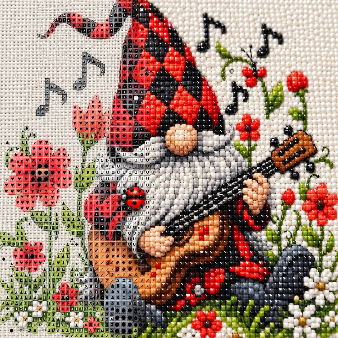 musical Christmas gnome diamond painting process