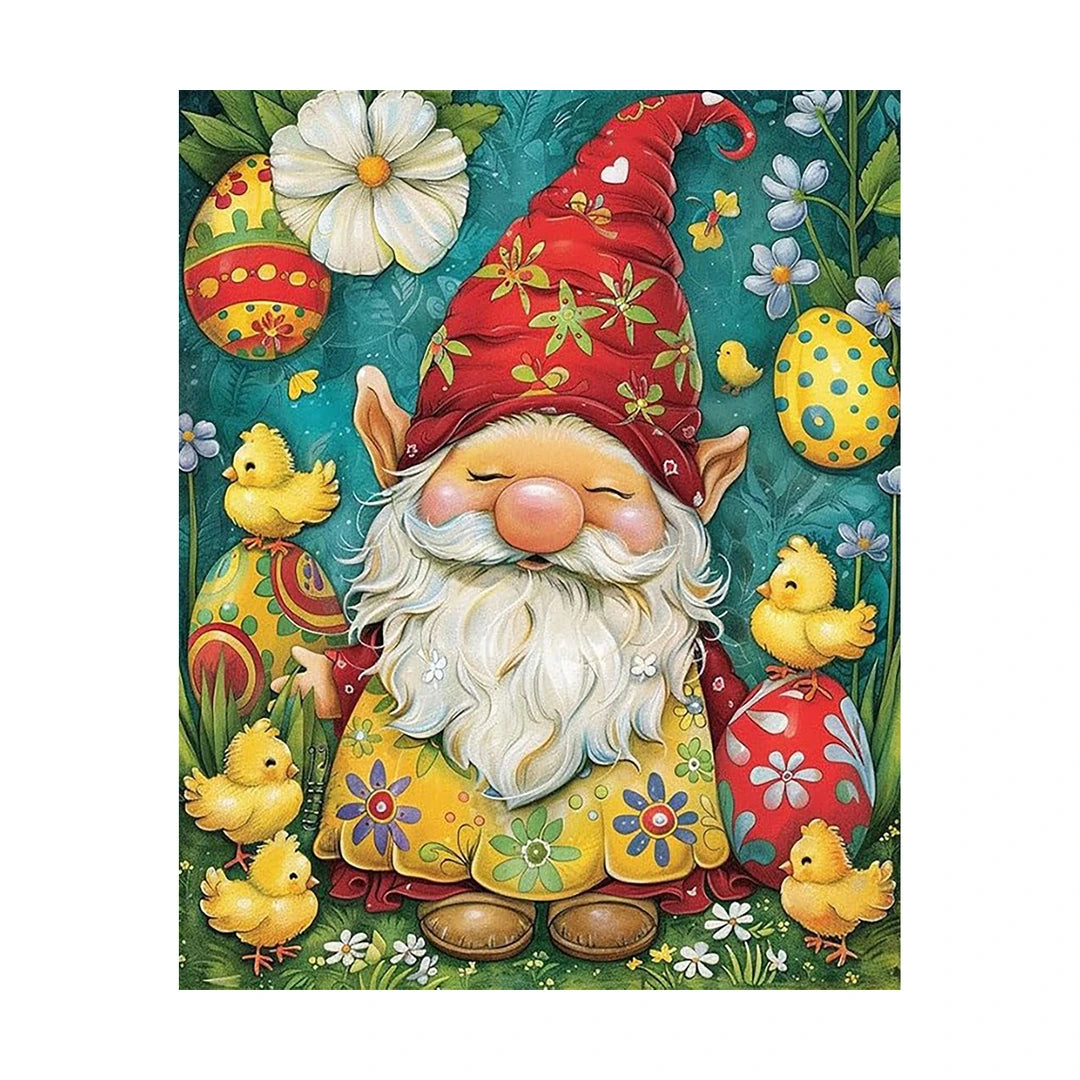Christmas gnome with ducks diamond painting finished artwork