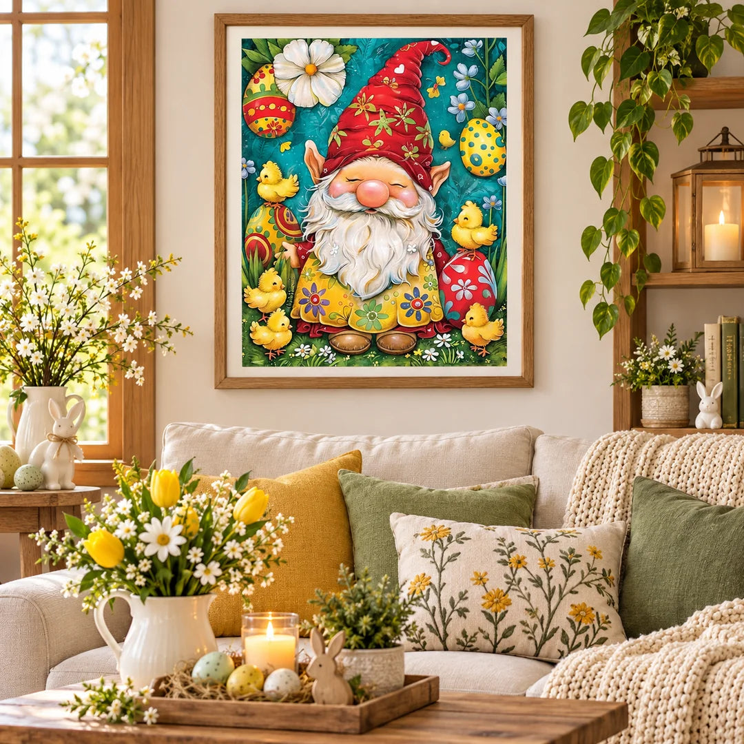 Christmas gnome with ducks diamond painting home scene