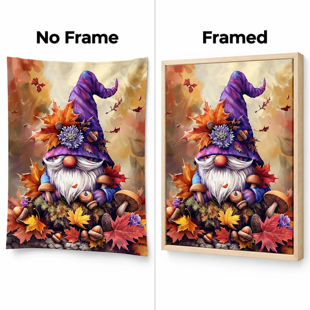 autumn Christmas gnome diamond painting No Frame and Framed comparison