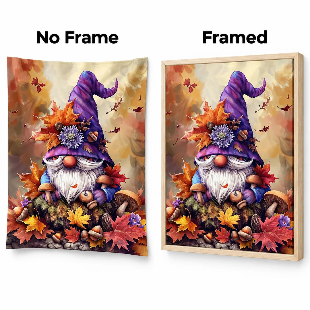 autumn Christmas gnome diamond painting No Frame and Framed comparison