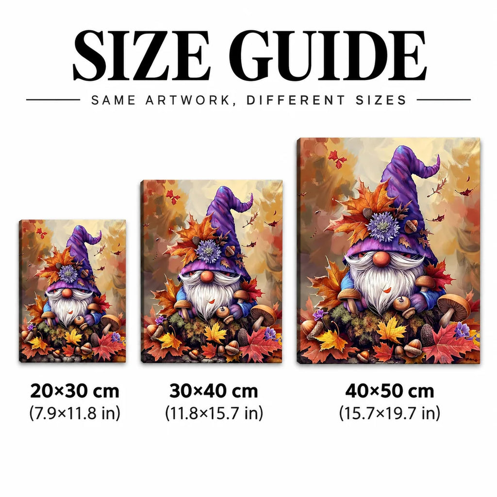 autumn Christmas gnome diamond painting size guide