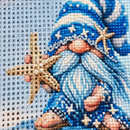 blue winter Christmas gnome diamond painting drill and canvas detail
