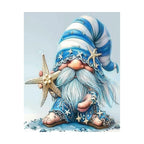 blue winter Christmas gnome diamond painting finished artwork