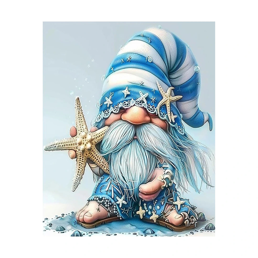 blue winter Christmas gnome diamond painting finished artwork