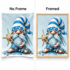 blue winter Christmas gnome diamond painting No Frame and Framed comparison