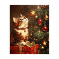 cat beside a Christmas tree diamond painting original artwork
