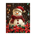 snowman with poinsettias diamond painting finished artwork