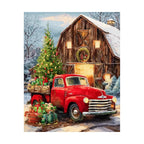 red truck by a snowy cabin diamond painting original artwork