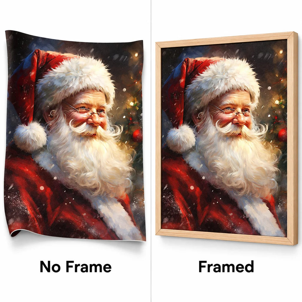 Santa portrait diamond painting No Frame and Framed comparison