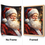 Santa portrait diamond painting No Frame and Framed comparison