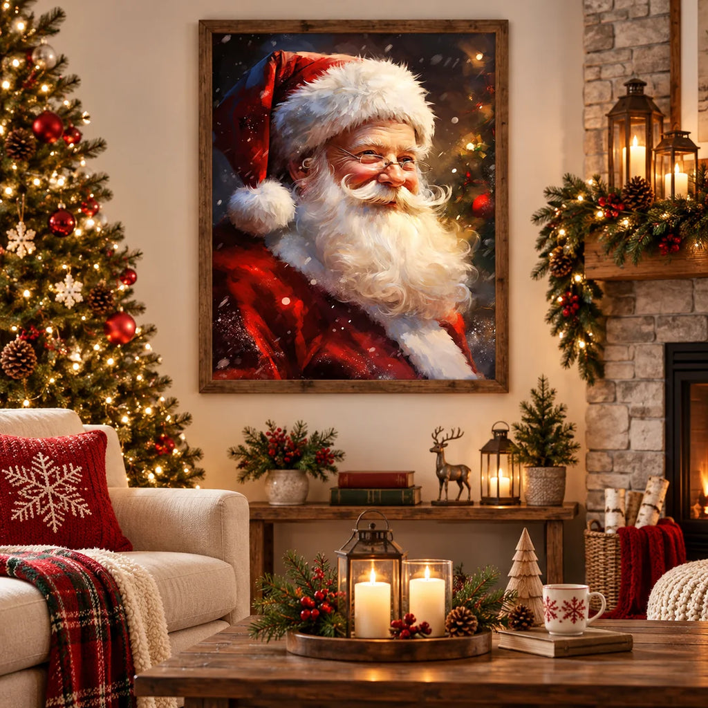 Santa portrait diamond painting home scene