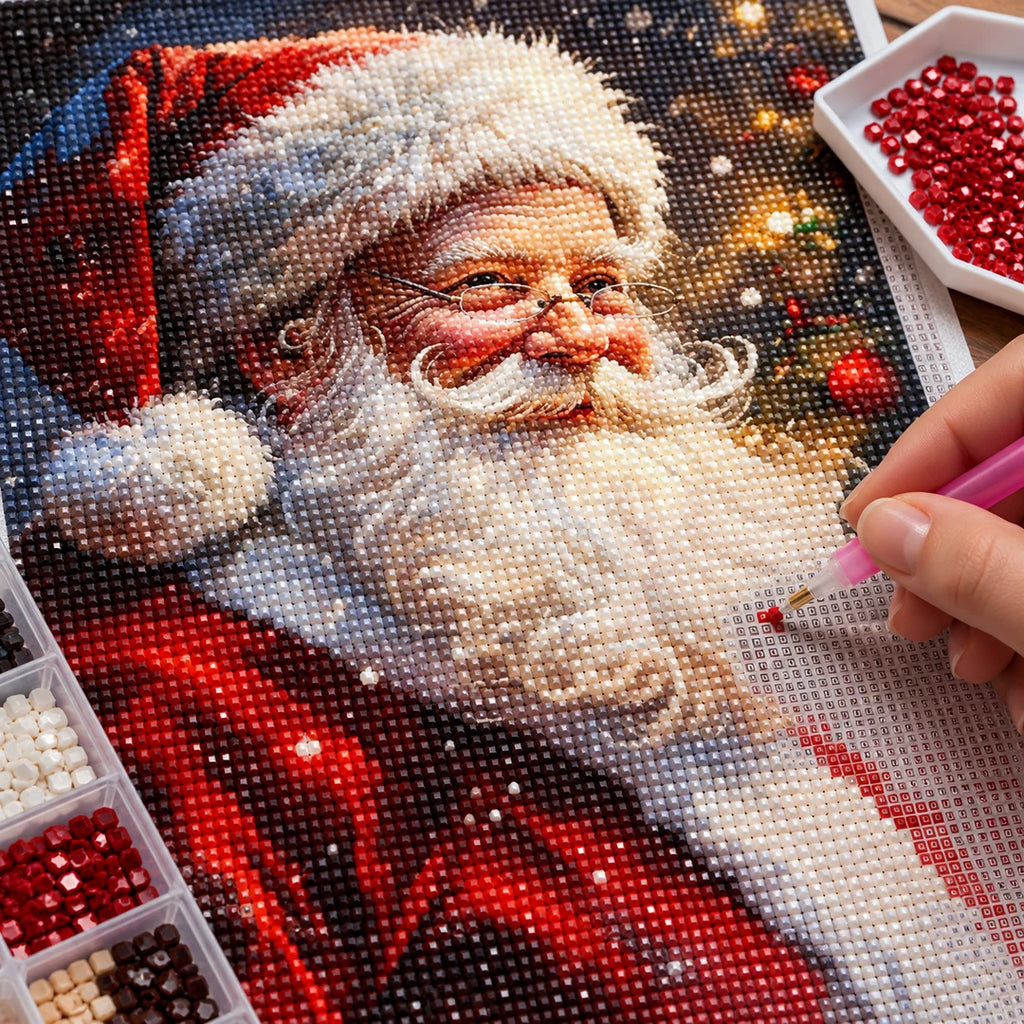 Santa portrait diamond painting process