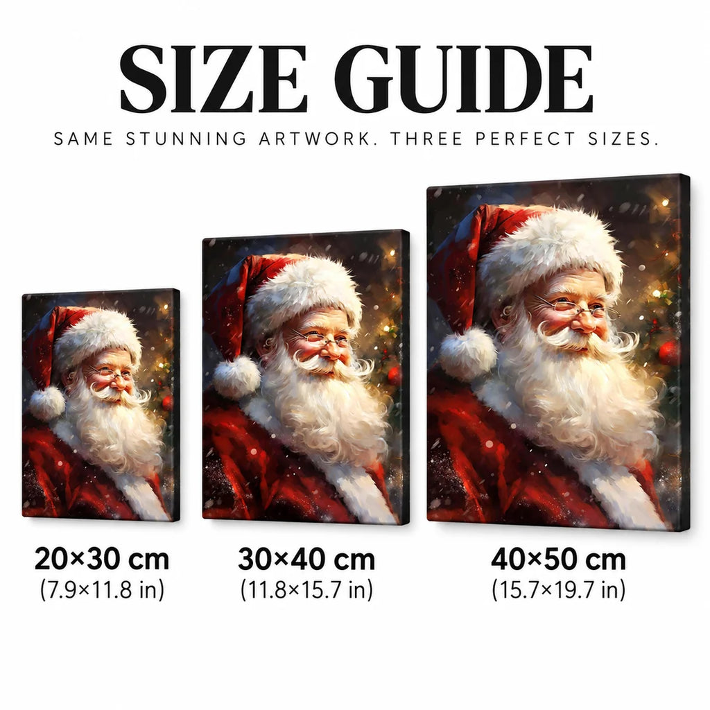 Santa portrait diamond painting size guide