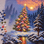 Christmas tree in a snowy forest diamond painting drill and canvas detail