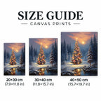 Christmas tree in a snowy forest diamond painting size guide