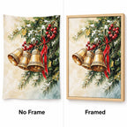 Christmas bells and holly diamond painting No Frame and Framed comparison