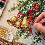 Christmas bells and holly diamond painting process