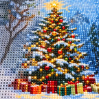 Christmas tree with presents diamond painting drill and canvas detail