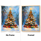 Christmas tree with presents diamond painting No Frame and Framed comparison