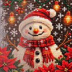 festive snowman with ornaments diamond painting drill and canvas detail