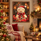 festive snowman with ornaments diamond painting home scene