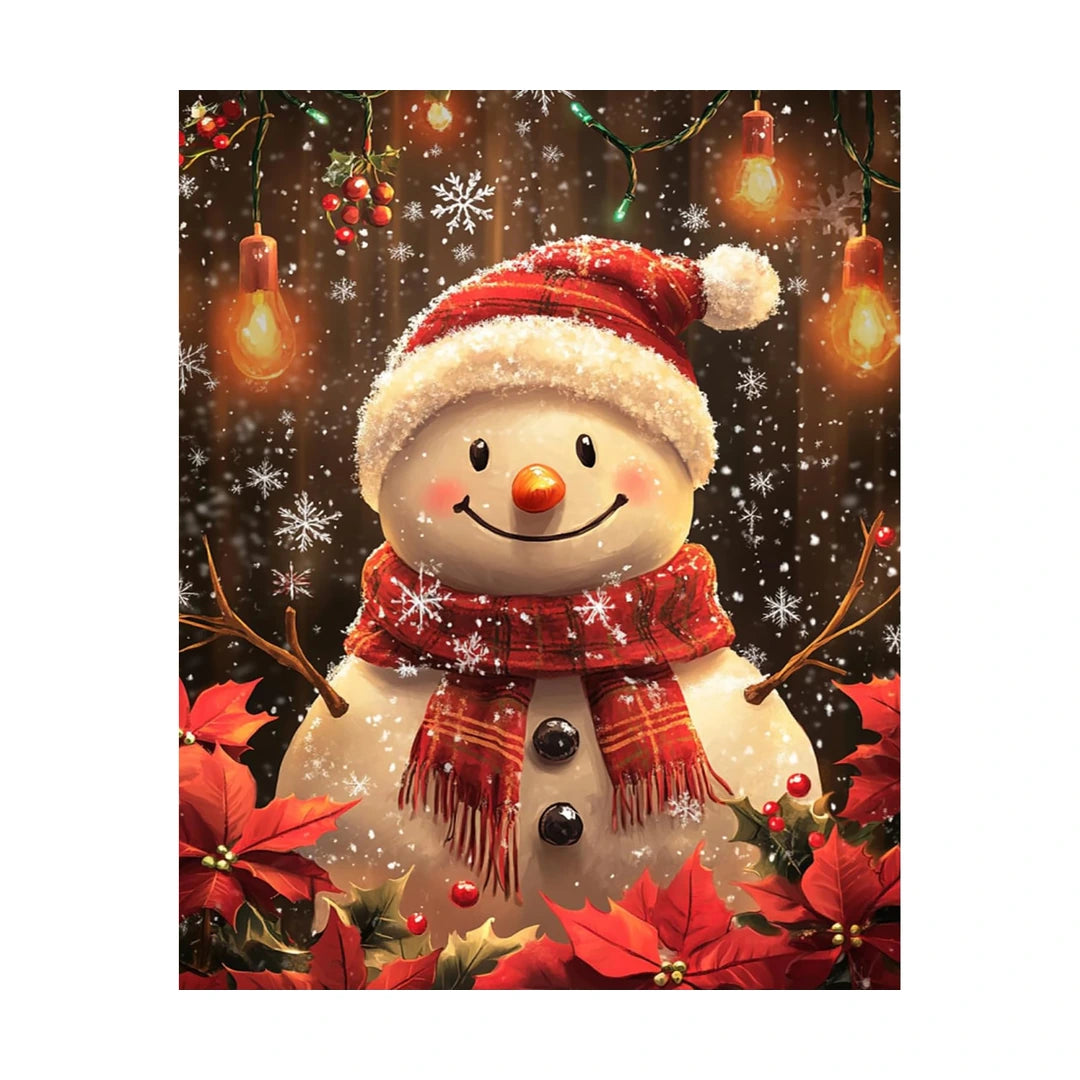 festive snowman with ornaments diamond painting original artwork