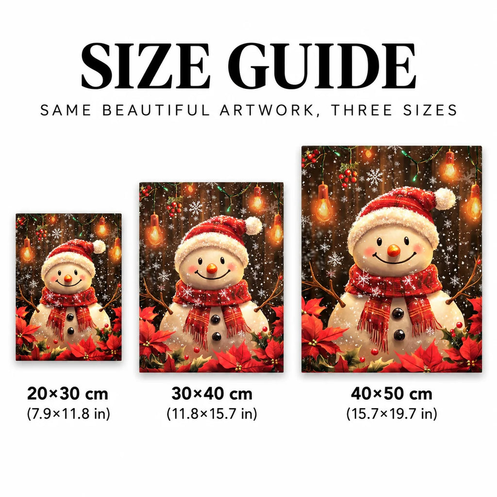 festive snowman with ornaments diamond painting size guide