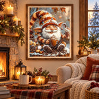Santa with cookies and cocoa diamond painting home scene
