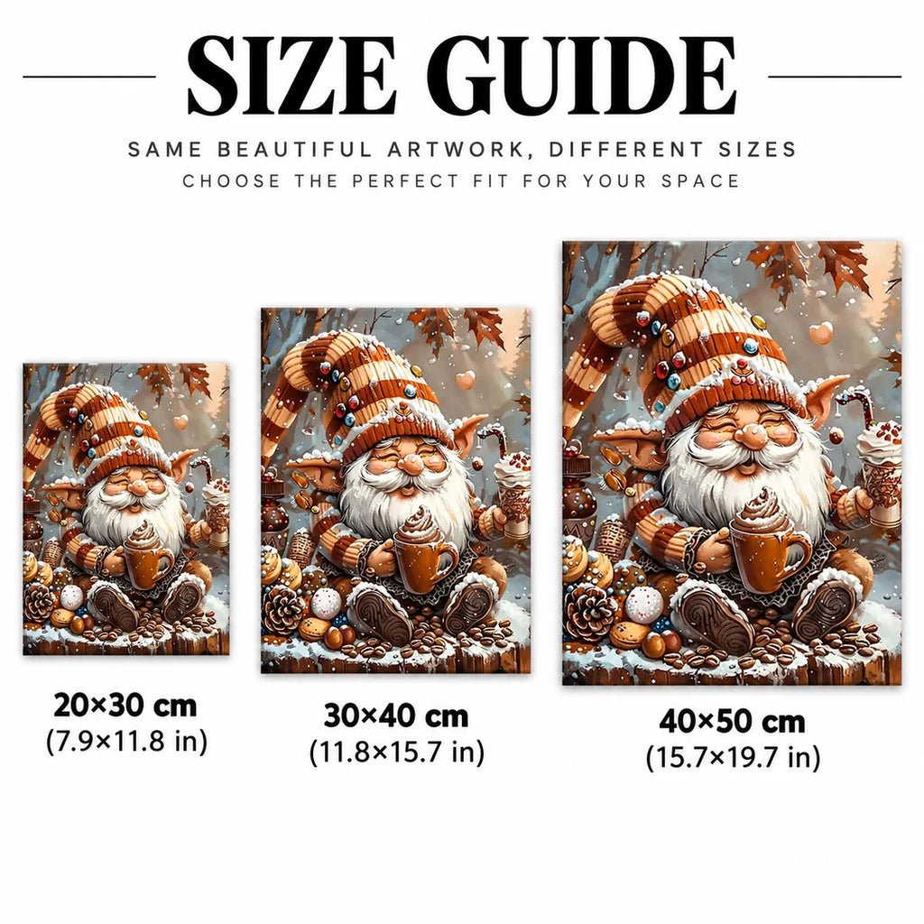 Santa with cookies and cocoa diamond painting size guide