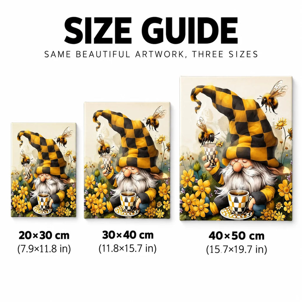 Christmas gnome with bees and flowers diamond painting size guide