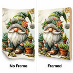 Christmas gnome with succulents diamond painting No Frame and Framed comparison
