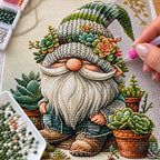 Christmas gnome with succulents diamond painting process