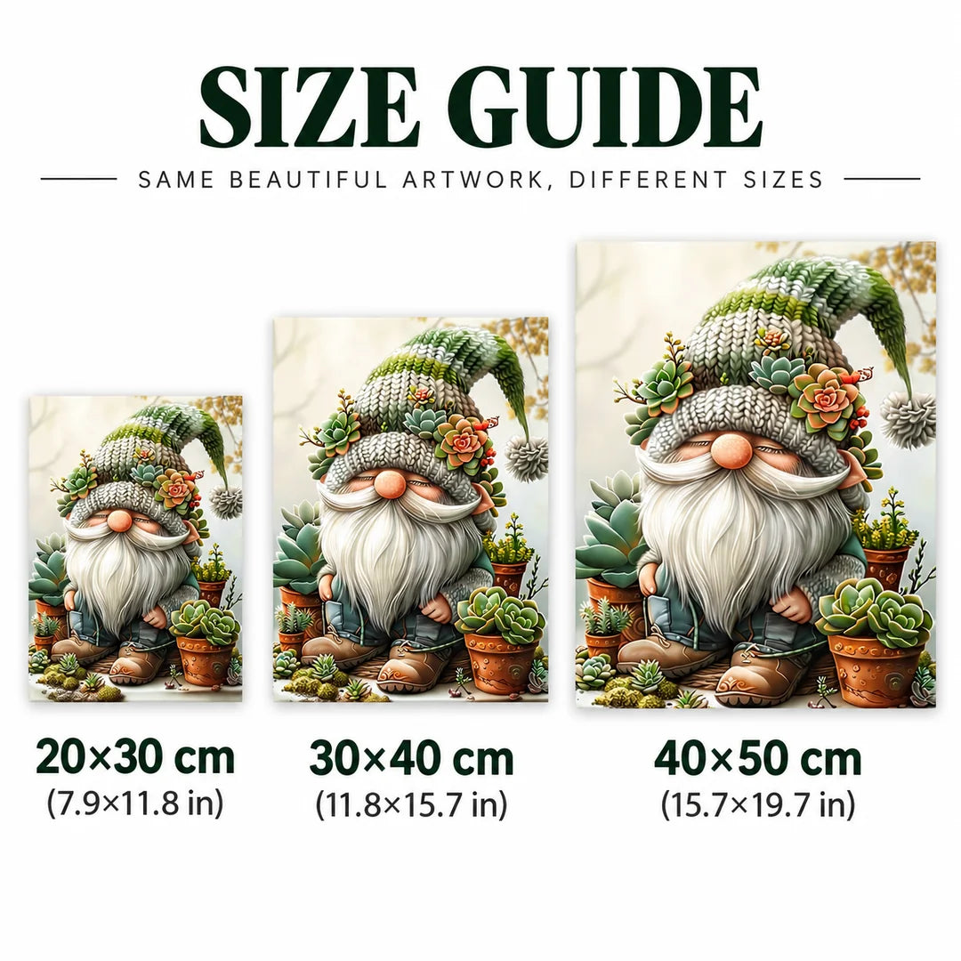 Christmas gnome with succulents diamond painting size guide