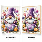 purple floral Christmas gnome diamond painting No Frame and Framed comparison