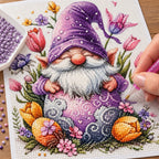 purple floral Christmas gnome diamond painting process