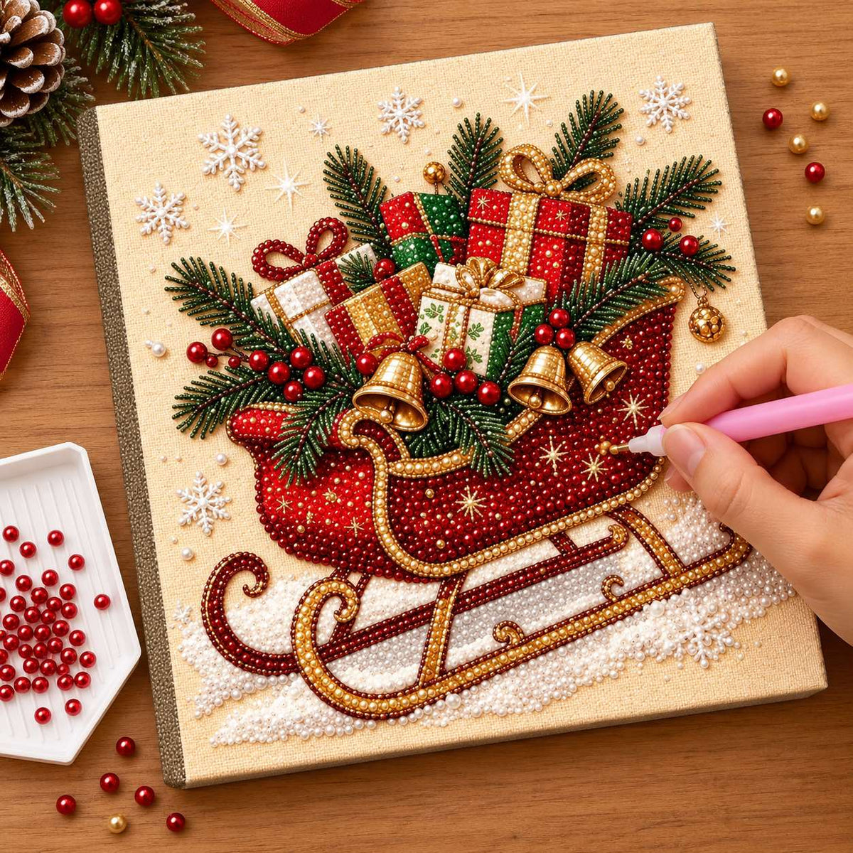 Christmas Sleigh with Gifts — process image