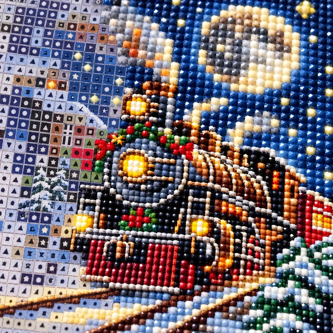 Christmas Steam Train Diamond Painting Kit detail