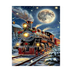 Christmas Steam Train Diamond Painting Kit original artwork on white background