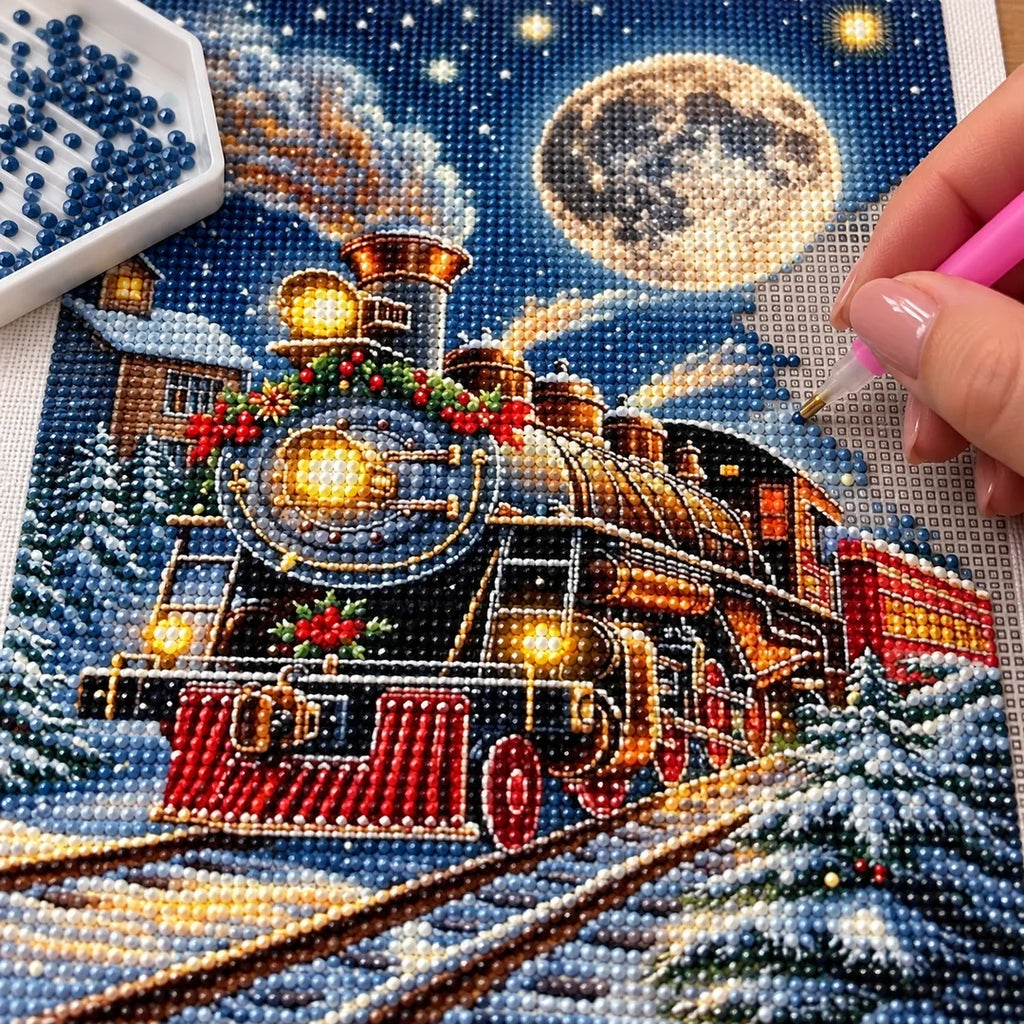 Christmas Steam Train Diamond Painting Kit process