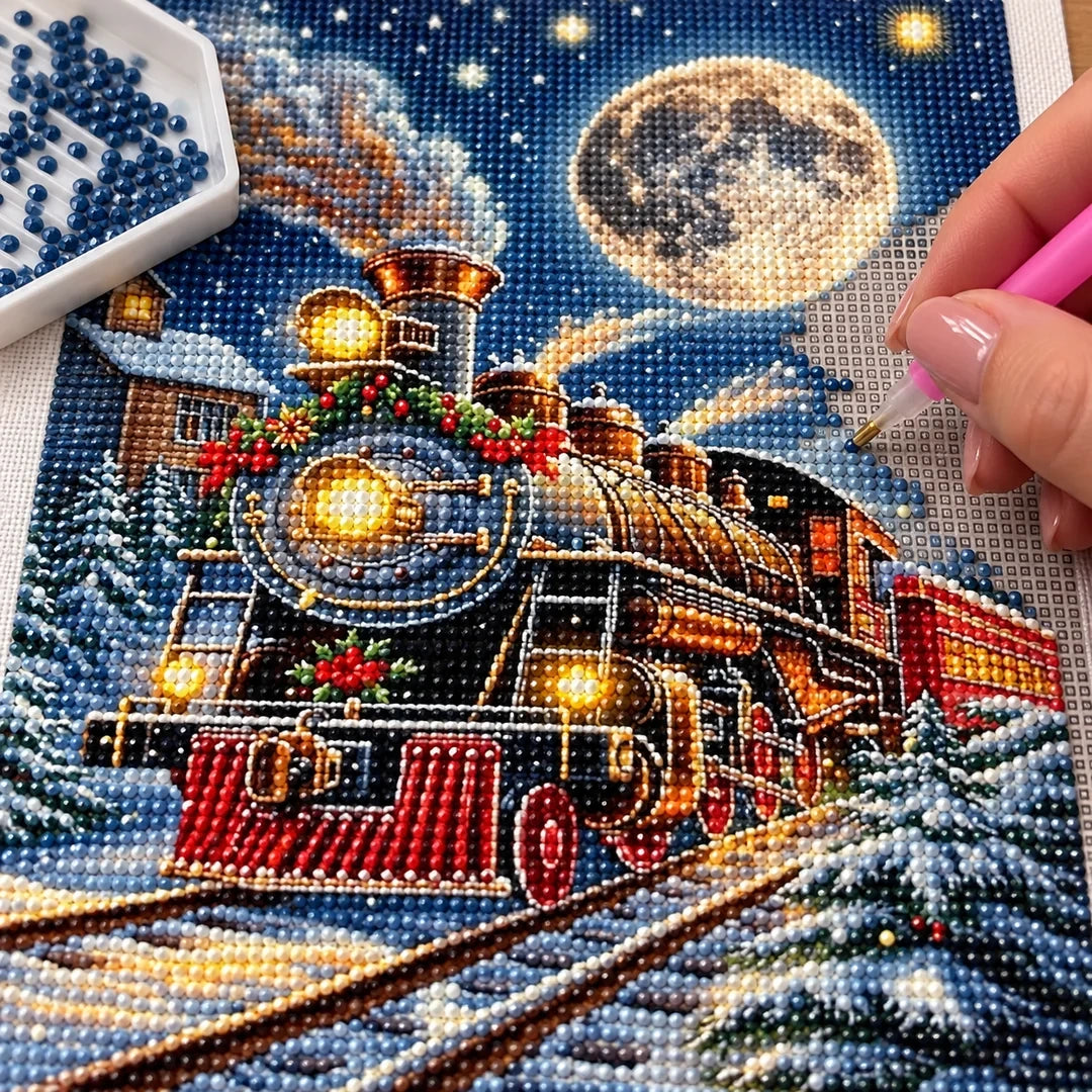 Christmas Steam Train Diamond Painting Kit process