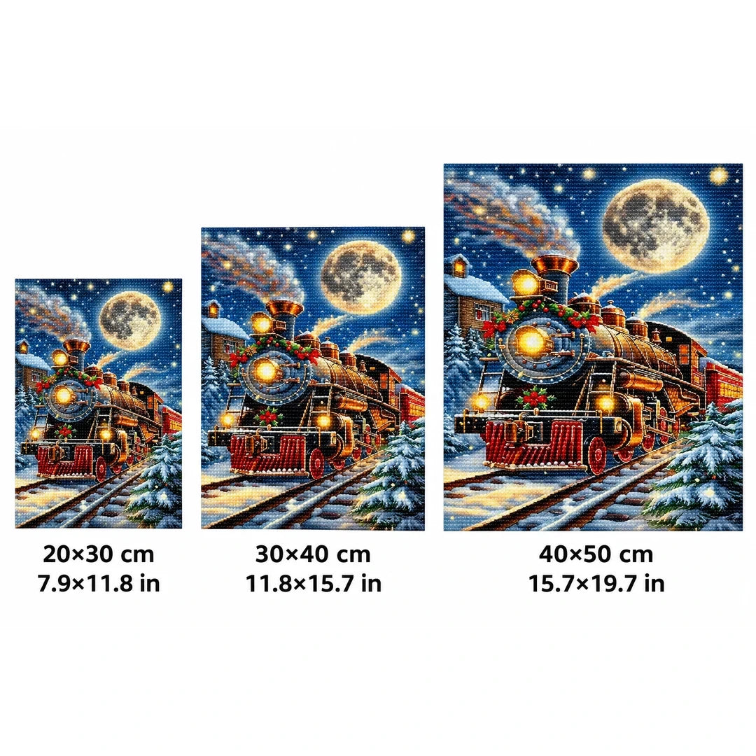 Christmas Steam Train Diamond Painting Kit sizes