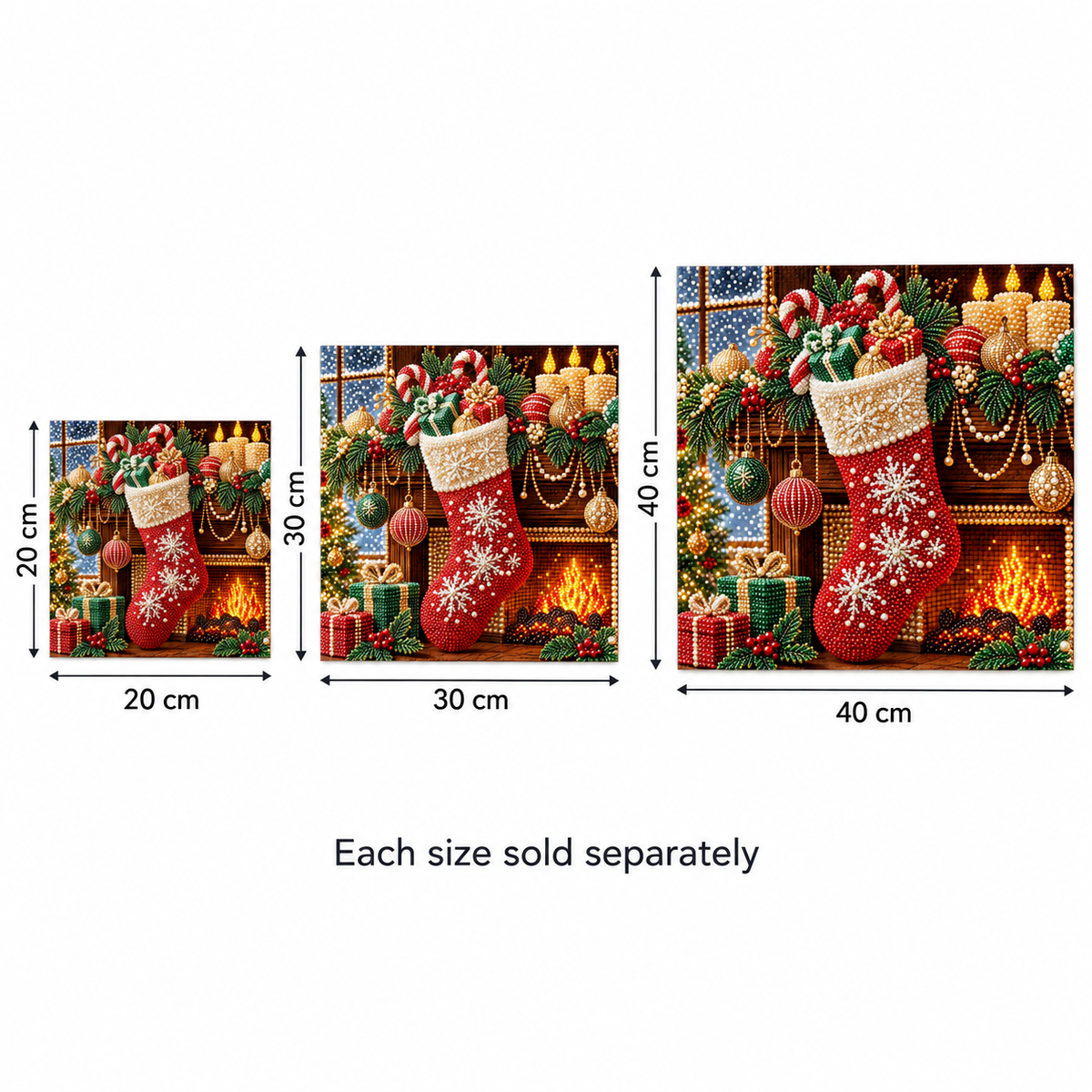 Christmas Stocking Fireplace Pearl Diamond Painting Kit size image