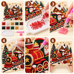 Six-step pearl painting tutorial for the Christmas Train design.