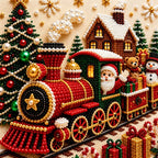 Christmas Train Pearl Diamond Painting Kit - pearl texture closeup