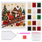 Christmas Train Pearl Diamond Painting Kit - kit flat lay